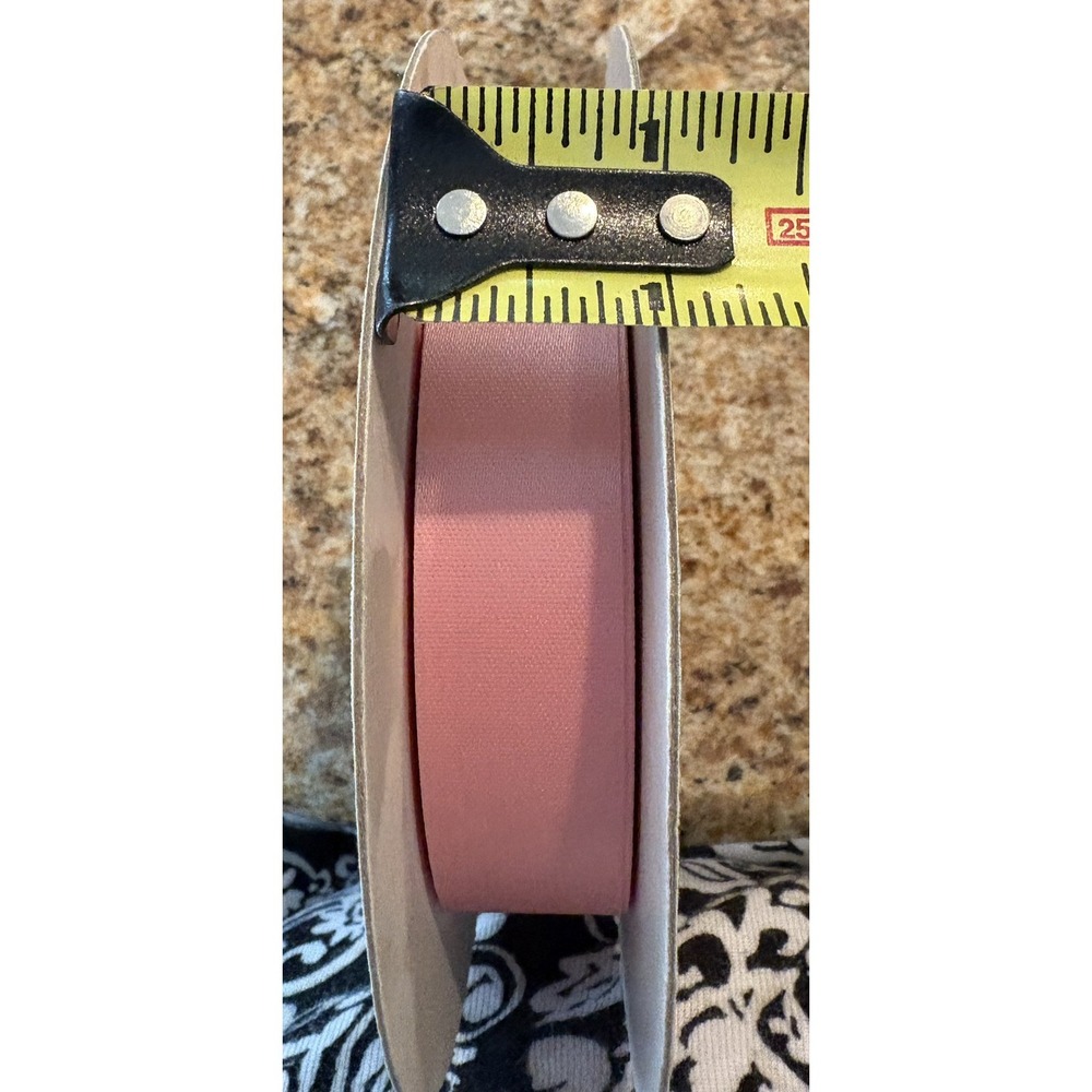 Vintage Ribbon Roll PINK Acetate Fused Edge 100 yards 200 Count Made In USA 1" - Picture 4 of 4